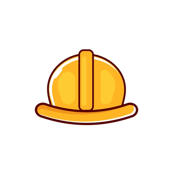 Casco di sicurezza cartone animato icona logo illustrazione isolato su sfondo bianco. Icona della Festa del Lavoro o del Primo Maggio — Vettoriale Stock