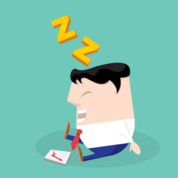 Businessman falling asleep at his work — Stock Vector