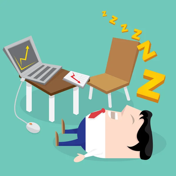 Empresario durmiendo en su trabajo — Vector de stock