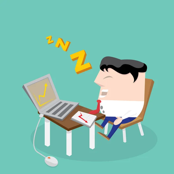 Homme d'affaires s'endormant à son travail — Image vectorielle