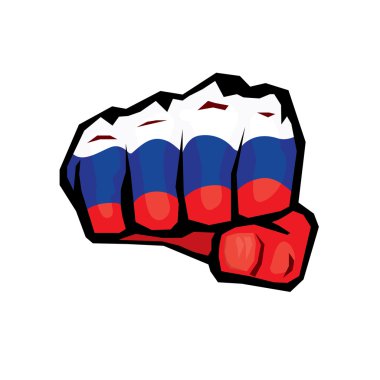 vektör yumruk simgesi. Rus bayrağı renkli yumruk
