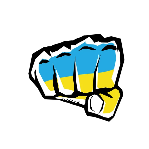 Icône de poing vectoriel. poing coloré en drapeau de l'Ukraine — Image vectorielle