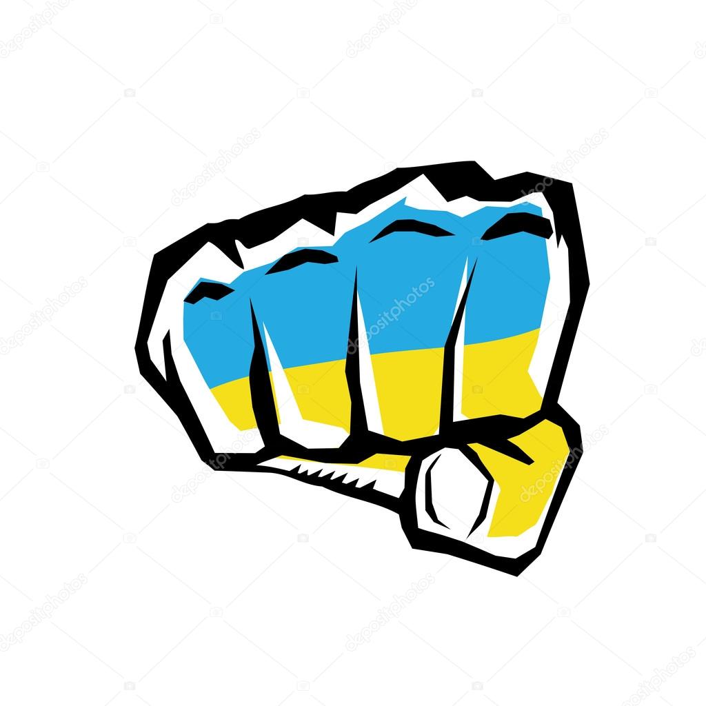 Vector fist icon. fist colored in Ukraine flag color