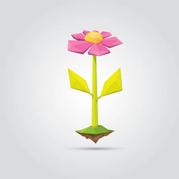 Conceptual flor de primavera rosa poligonal . — Vector de stock