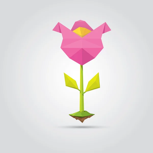 Conceptual flor de primavera rosa poligonal . — Vector de stock