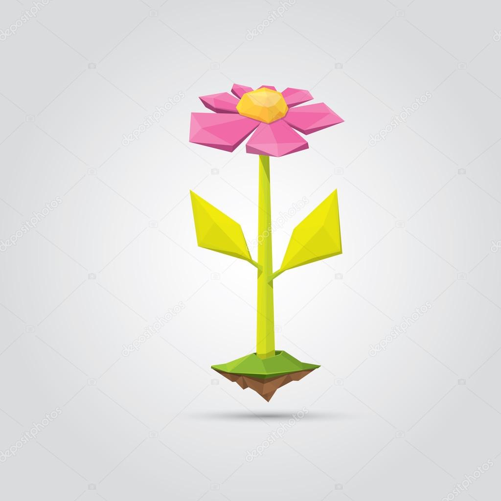 Conceptual polygonal pink spring flower.