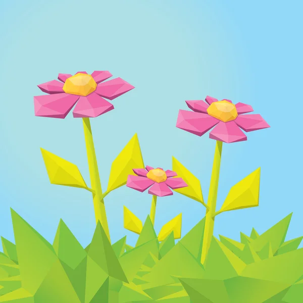 概念の多角形のピンクの春の花. — ストックベクタ