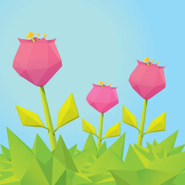 Εννοιολογική πολυγωνικό ροζ άνοιξη λουλούδι. — Διανυσματικό Αρχείο
