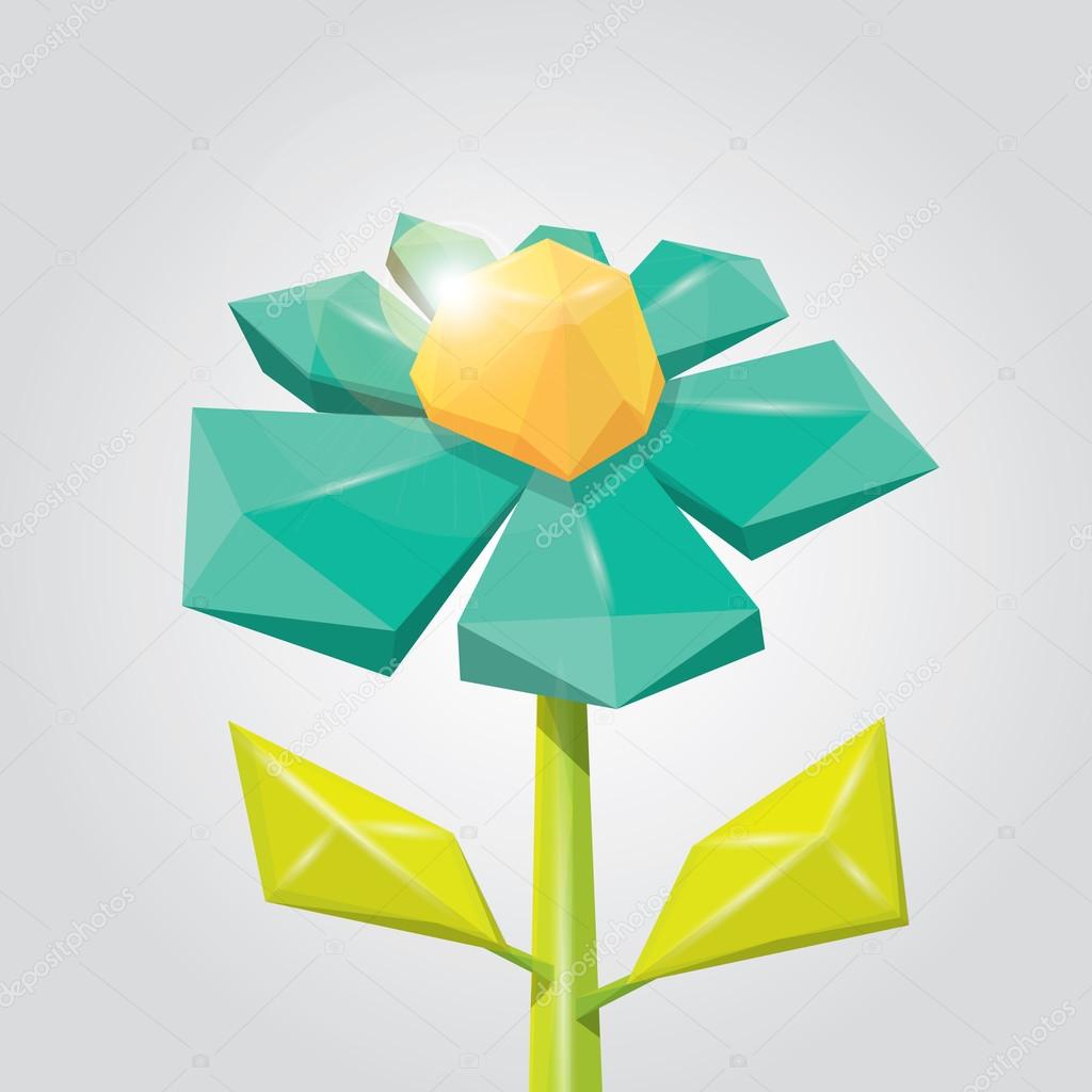 Fiore di primavera colore geometrico concettuale Abstract vector Illustration stile basso poli Elemento di disegno stilizzato