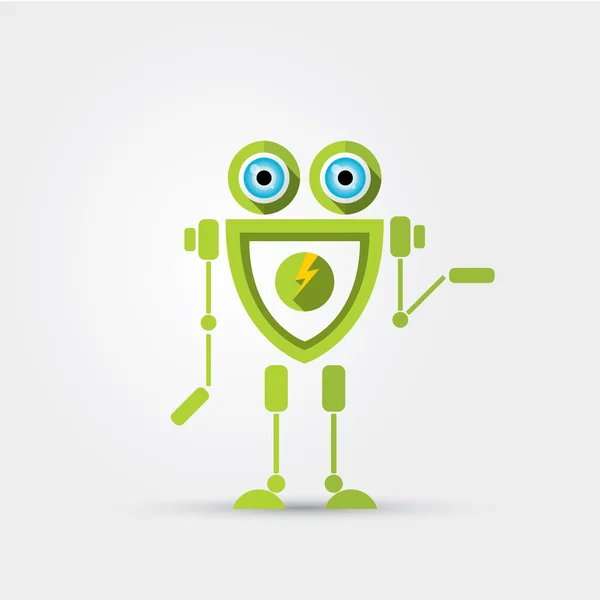 Cartoon personaggio carino robot verde — Vettoriale Stock