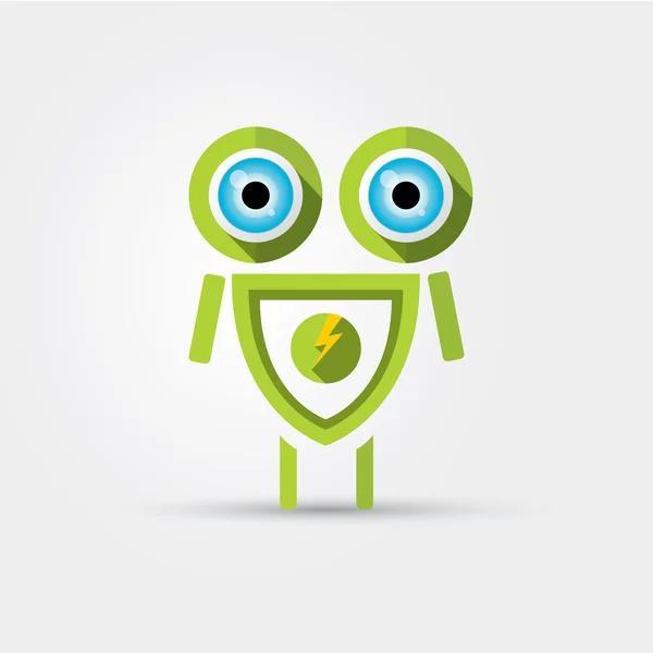 Cartoon Character Cute green Robot — Stock Vector