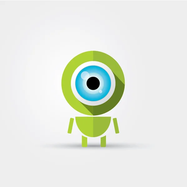 Personaje de dibujos animados lindo robot verde — Vector de stock