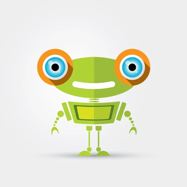 Karikatúra karakter aranyos zöld Robot — Stock Vector