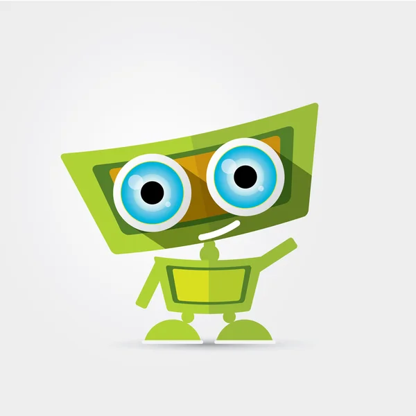 Personaje de dibujos animados lindo robot verde — Vector de stock