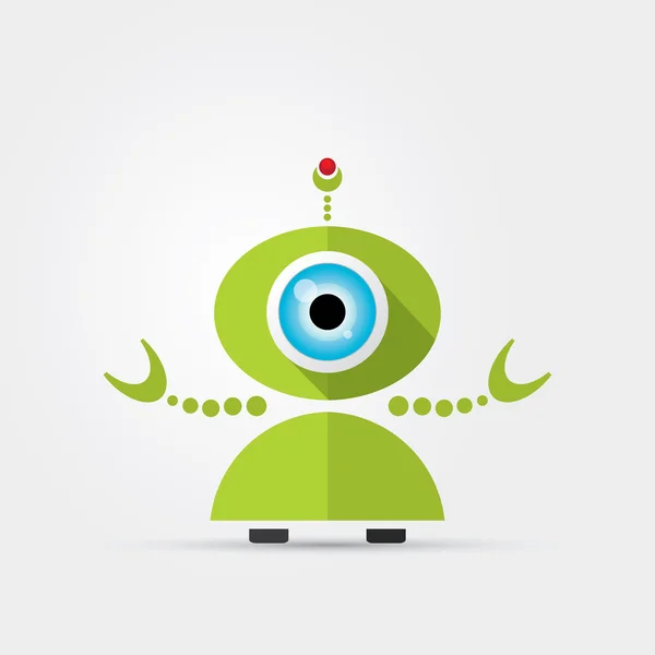 Cartoon Character Cute green Robot — Stock Vector