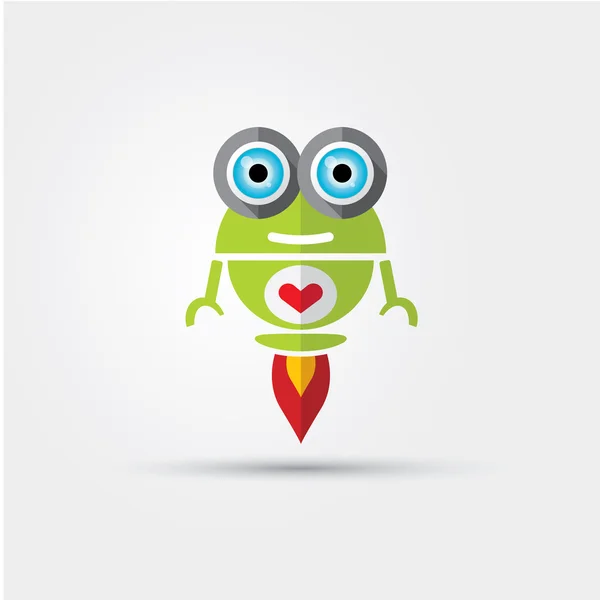 Personaje de dibujos animados lindo robot verde — Vector de stock