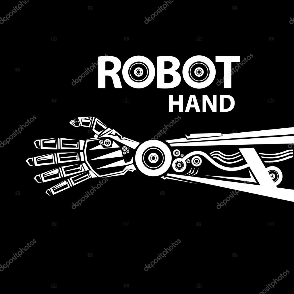 Vector robotic arm symbol icon. robot hand