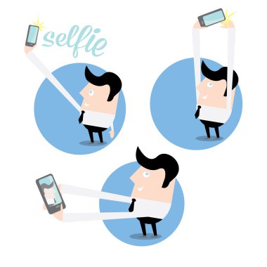 selfie fotoğrafta üzerinde akıllı telefon genel kavram