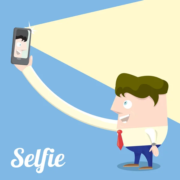 Taking Selfie Photo on Smart Phone concept — Stock Vector