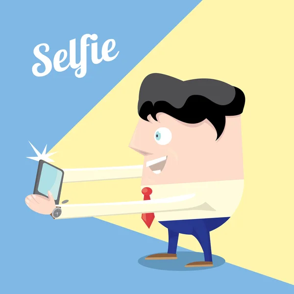Tomando foto selfie en concepto de teléfono inteligente — Vector de stock