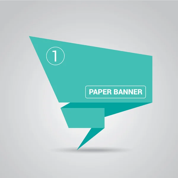 Türkis Origami Papier Sprechblase oder Banner — Stockvektor