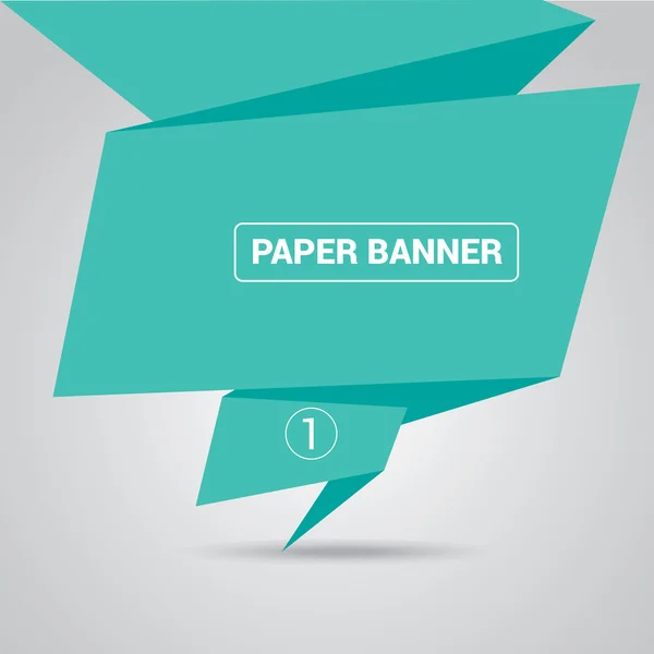 Turquoise origami paper speech bubble or banner — Stock Vector