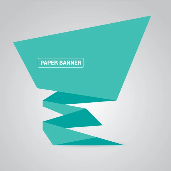 Turkos origami papper pratbubbla eller banner — Stock vektor