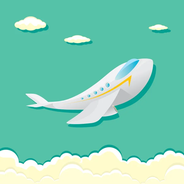 Vector airplane icon. cartoon plane in blue sky — Stock Vector