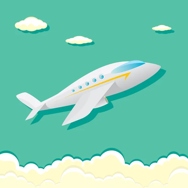 Εικονίδιο αεροπλάνο του φορέα. αεροπλάνο κινουμένων σχεδίων στο γαλάζιο του ουρανού — Διανυσματικό Αρχείο