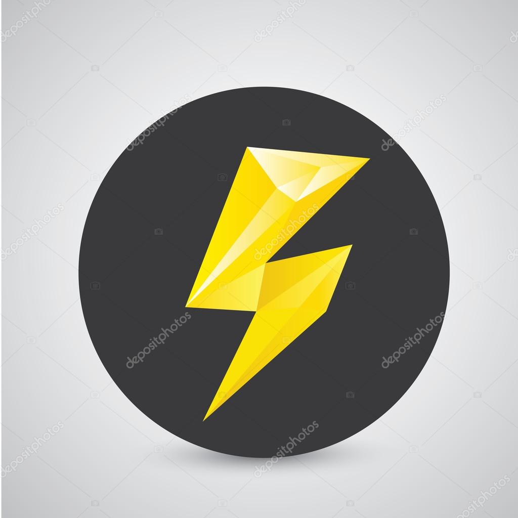 orange lightning bolt vector icon. Lightning logo