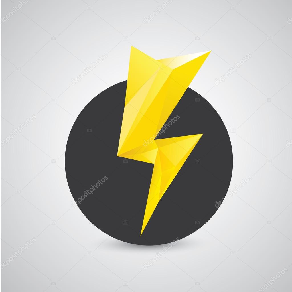 orange lightning bolt vector icon. Lightning logo