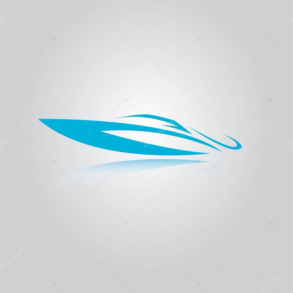 Vector yacht icon. blue speed boat symbol. ship logo