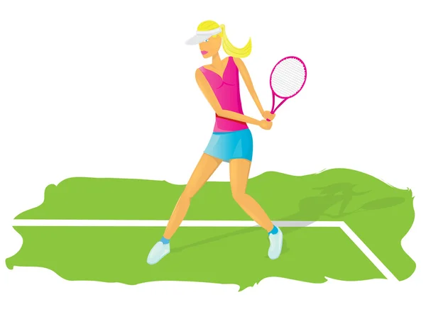 Junges Glamour-Mädchen spielt Tennis. — Stockvektor