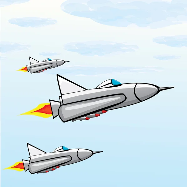 Avión caza volador con misil . — Vector de stock