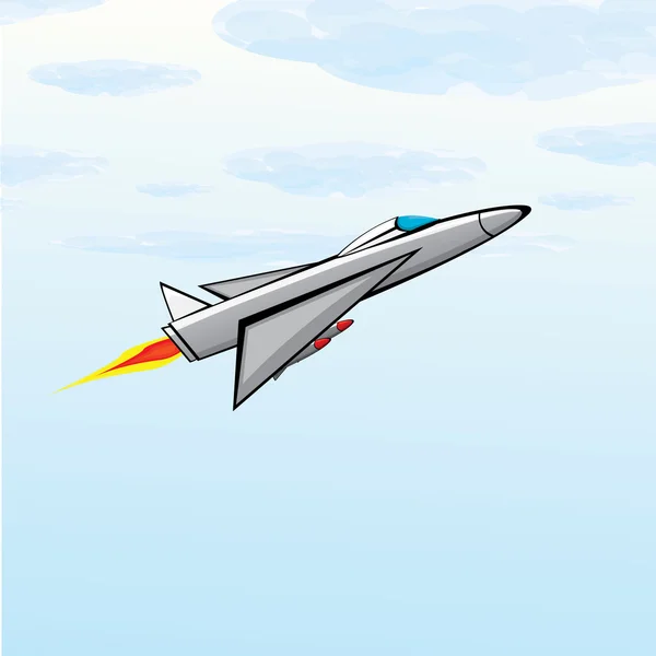 Repülő Sugárhajtású vadászgép, rakéta. — Stock Vector
