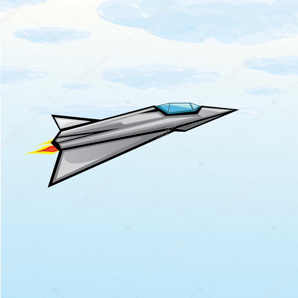 Flying jet fighter with missile.