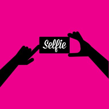 Selfie fotoğrafta akıllı telefon kavram simgesine