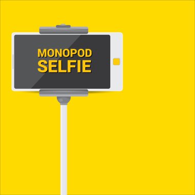Selfie fotoğrafta telefonla monopod kavramı ile