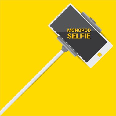 Selfie fotoğrafta telefonla monopod kavramı ile