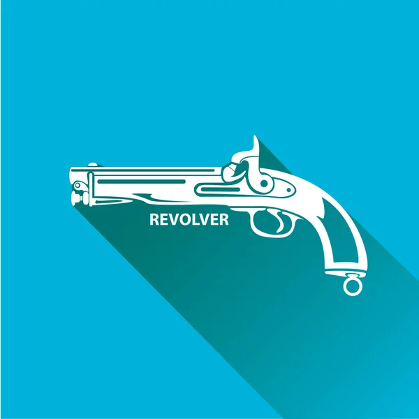 Vector vintage pistool geweer pictogram op blauw — Stockvector
