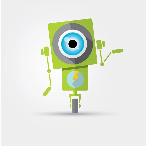 Personaje de dibujos animados lindo robot verde — Vector de stock