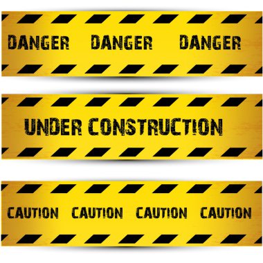 Yellow security warning tapes set Caution clipart