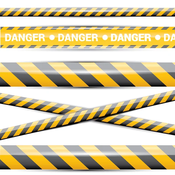 Yellow security warning tapes set Caution — Stock Vector