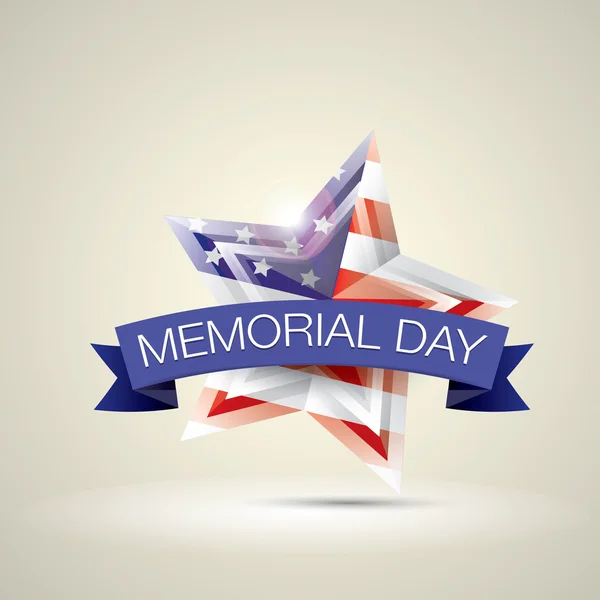 Memorial Day with star in national flag colors — Stock Vector