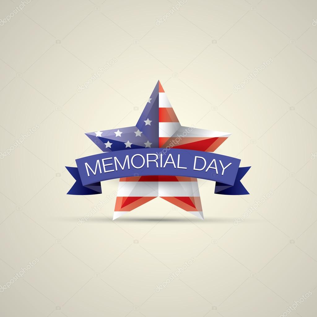 Memorial Day with star in national flag colors. vector illustration