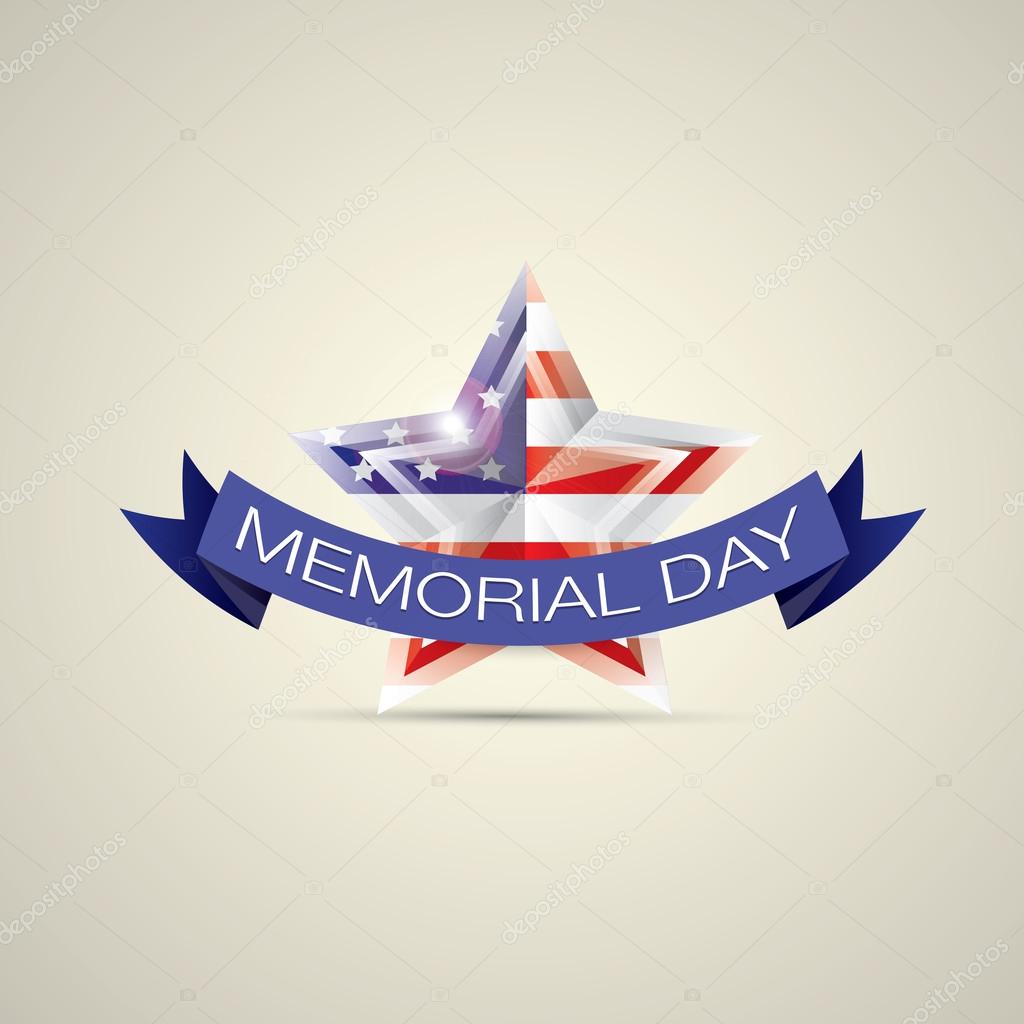 Memorial Day with star in national flag colors. vector illustration