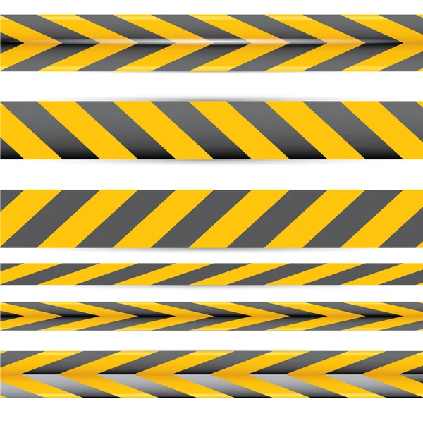 Taśmy ostrzegawcze żółty bezpieczeństwa zestaw ostrożnie — Wektor stockowy