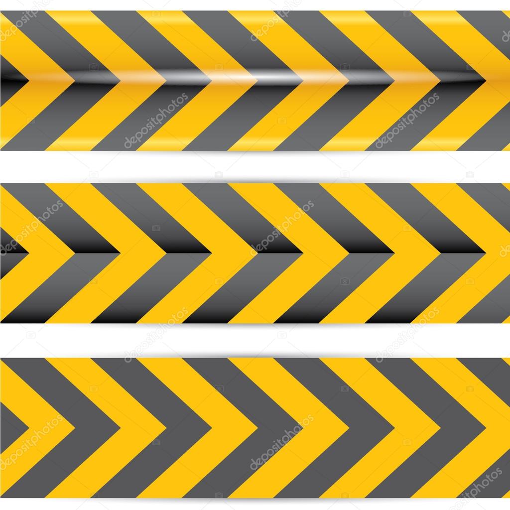 Yellow security warning tapes set Caution