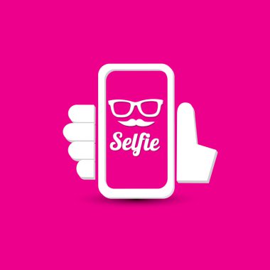 Selfie fotoğrafta akıllı telefon kavram simgesine