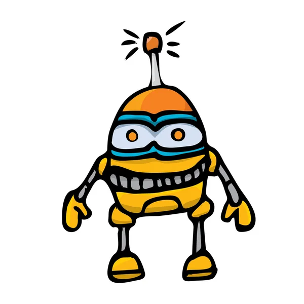 Orange Cartoon doodle Robot på vit — Stock vektor